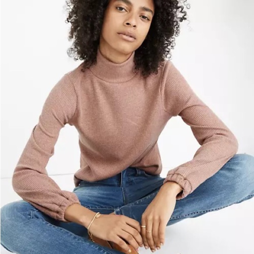 Madewell Heathered Bubble Sleeve Swing Turtleneck